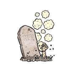 Cartoon Zombie Rising From Grave N22