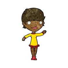 cartoon waving woman N92