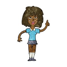 cartoon tough woman with idea N7