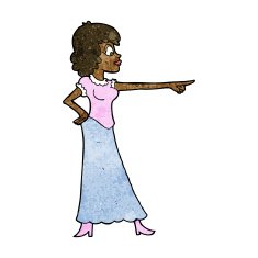 cartoon woman pointing finger N6