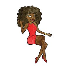 cartoon sitting woman waving N6