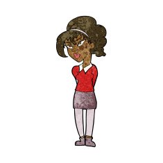 cartoon pretty girl tilting head N7