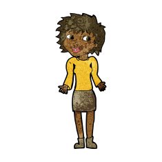 cartoon woman shrugging shoulders N319