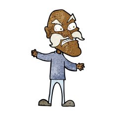 cartoon angry old man N107