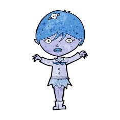 cartoon waving vampire girl N13