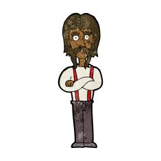 cartoon long mustache man with folded arms N7