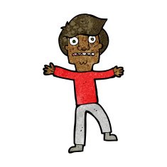 cartoon boy panicking N20