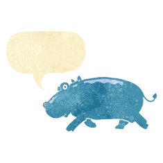 cartoon hippopotamus with speech bubble N11