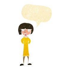 cartoon curious woman with speech bubble N71