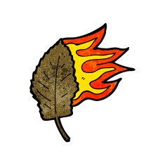 cartoon burning dry leaf symbol N6