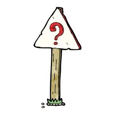 cartoon question mark sign post N9