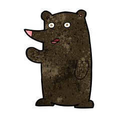 cartoon waving black bear N34