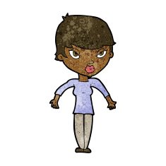 cartoon woman shrugging shoulders N320