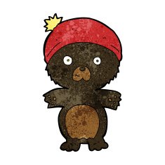 cartoon cute black bear in hat N3