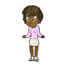 cartoon woman shrugging shoulders N322
