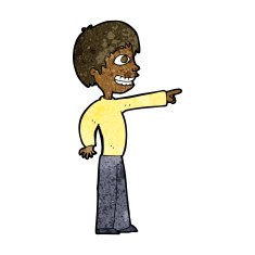 cartoon grinning boy pointing N7