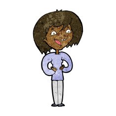 cartoon excited woman N93