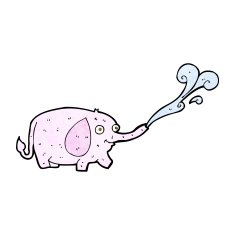 cartoon funny little elephant squirting water N3