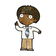 cartoon school boy with question N15