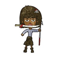 cartoon woman with knife and harpoon N7