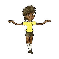 cartoon woman shrugging shoulders N323
