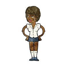 cartoon tough woman with hands on hips N7