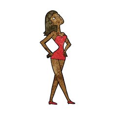 cartoon woman in party dress N6