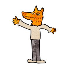 cartoon waving fox N6