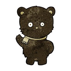cute cartoon black bear waving N3