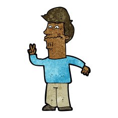 Cartoon Man Giving Peace Sign N38