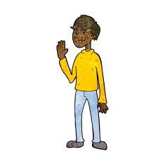 cartoon waving man N50