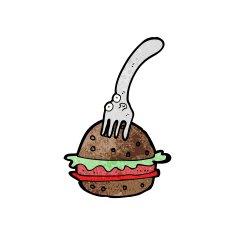cartoon fork and burger N3