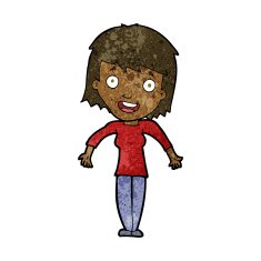 cartoon woman shrugging shoulders N324