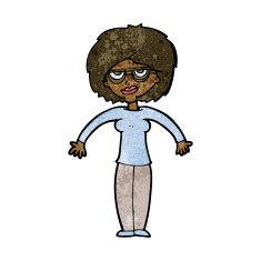 cartoon woman shrugging shoulders N325