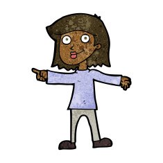 cartoon happy woman pointing N45