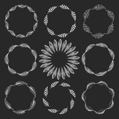 Set of feather borders decorative frame