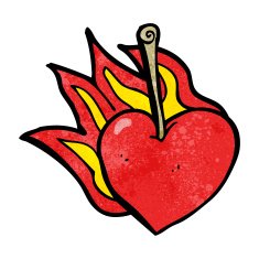 cartoon flaming heart cherry N3