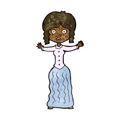 cartoon worried victorian woman N7
