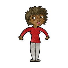 cartoon woman shrugging shoulders N328