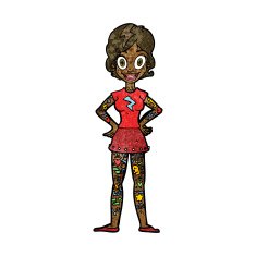 cartoon woman with heavy tattoos N7