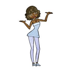 cartoon woman in cocktail dress N13