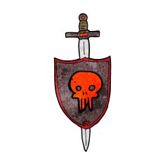 cartoon heraldic shield with skull N3
