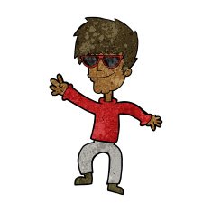 cartoon waving cool guy N5