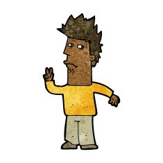 Cartoon Man Giving Peace Sign N39