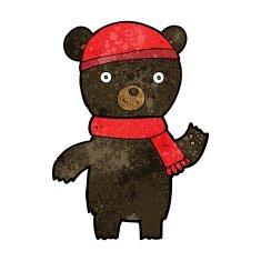 cartoon waving black bear N35