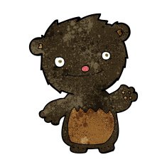 cartoon waving black bear cub N25