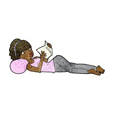 cartoon pretty woman reading book N5