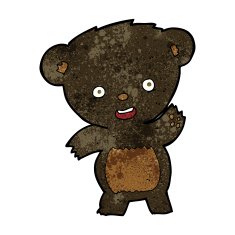 cartoon waving black bear N36