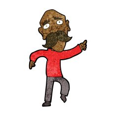cartoon sad old man pointing N7
