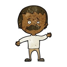 cartoon man with mustache waving N20